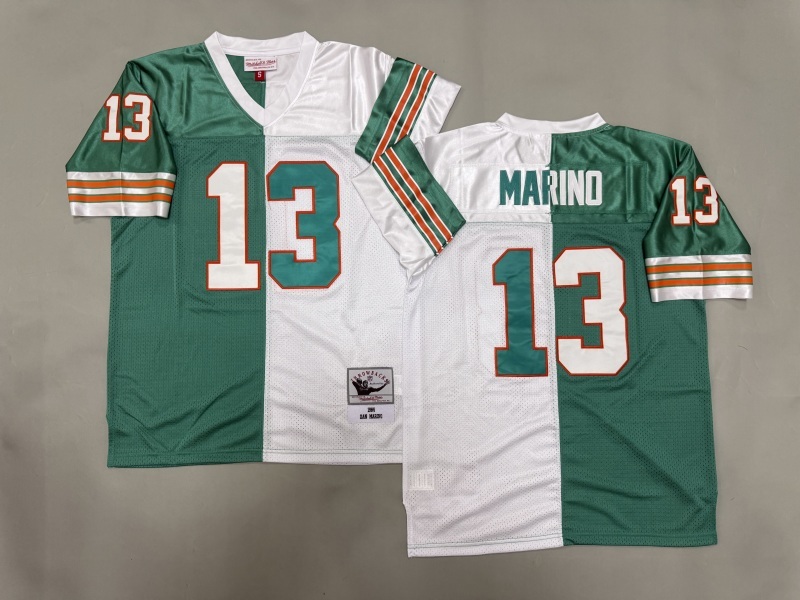 Men 2025 Miami Dolphins #13 Marino white green Throwback Limited NFL Jersey style 001